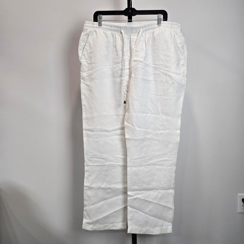Murano Baird McNutt Linen White Pull On‎ Drawstring Resort Wear Pants 38 x 30